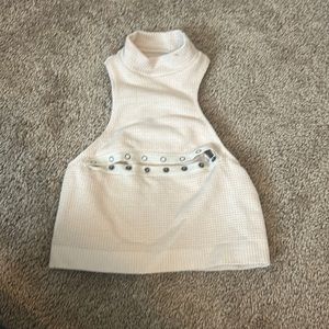 High neck tan waffle urban outfitters too with slit in the middle -XS/S
